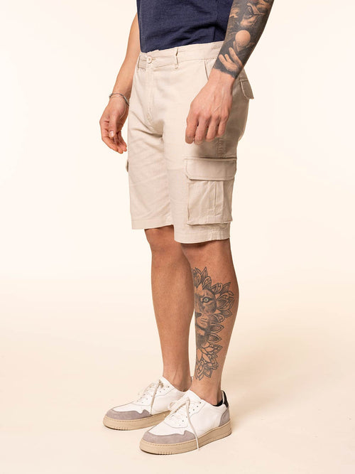 Bermuda lino cotone con tasconi|Colore:Sabbia
