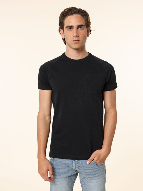 T-Shirt cotone fiammato|Colore:Nero