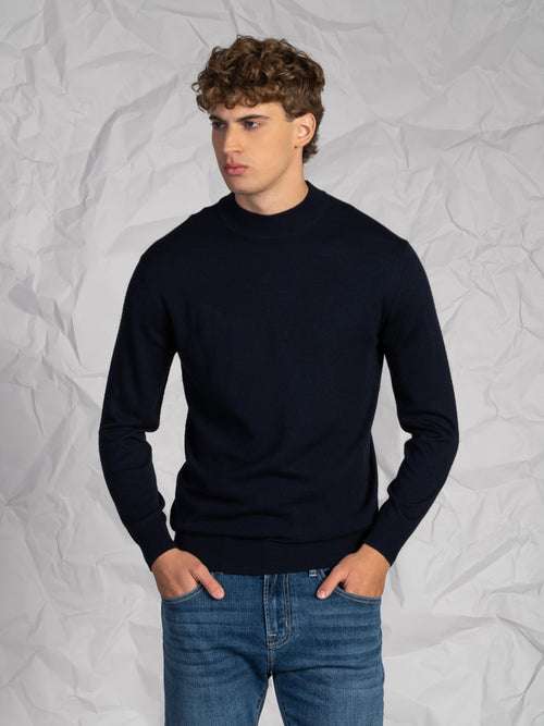 Maglia collo lupetto|Colore:Blu
