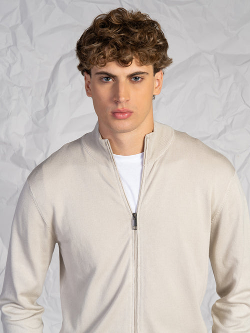 Cardigan con zip|Colore:Burro