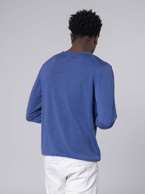 Maglia girocollo lana merinos|Colore:Jeans