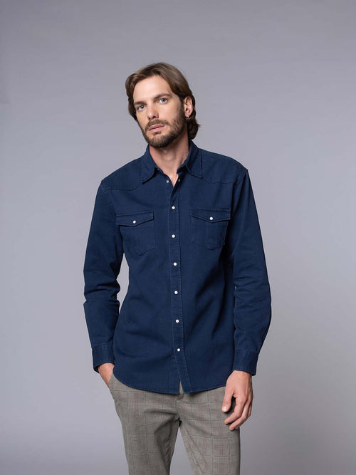 Camicia tessuto twill|Colore:Blu