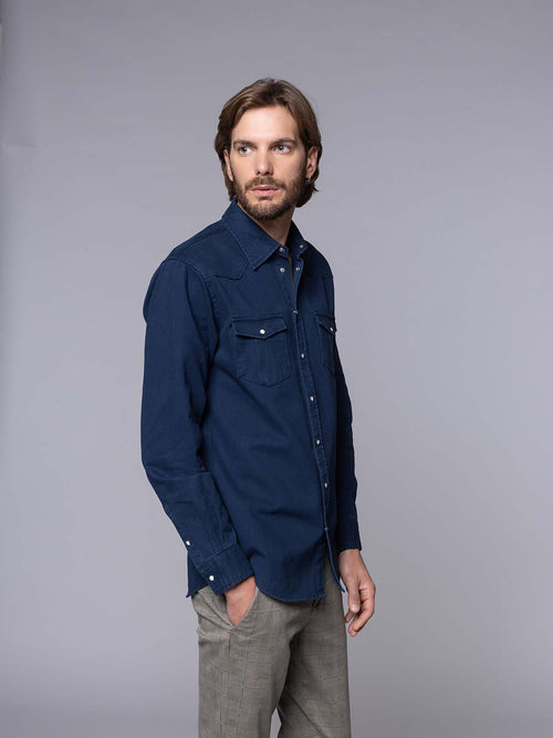 Camicia tessuto twill|Colore:Blu