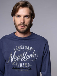 T-Shirt manica lunga logo NY|Colore:Blu