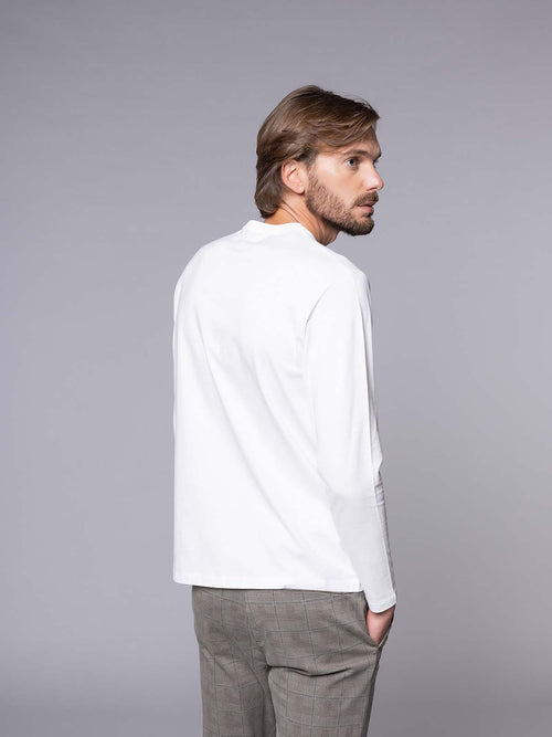 T-Shirt manica lunga stampa square|Colore:Panna