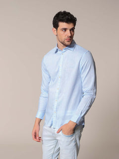 Camicia lino cotone|Colore:Azz.chiaro