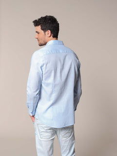 Camicia lino cotone|Colore:Azz.chiaro