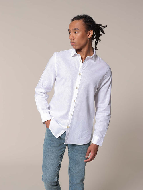 Camicia lino cotone|Colore:Bianco