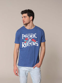 T-Shirt stampa riders|Colore:Blu