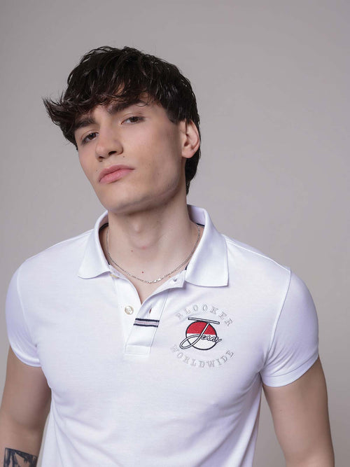 Polo ricamo worldwide|Colore:Bianco