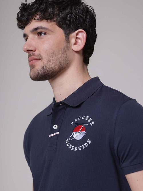 Polo ricamo worldwide|Colore:Blu