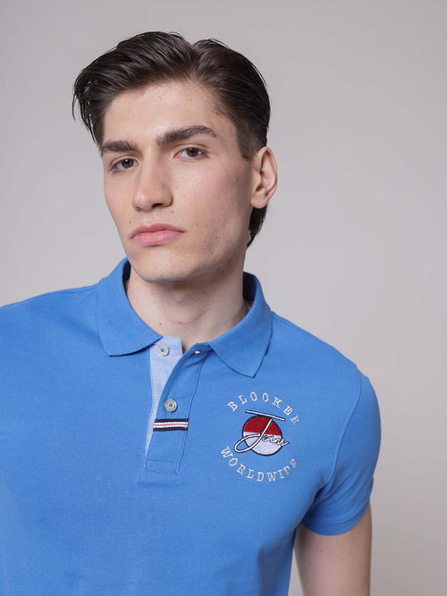 Polo ricamo worldwide|Colore:Royal