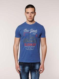 T-Shirt stampa New York|Colore:Blu