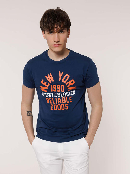 T-Shirt stampa 1990|Colore:Blu