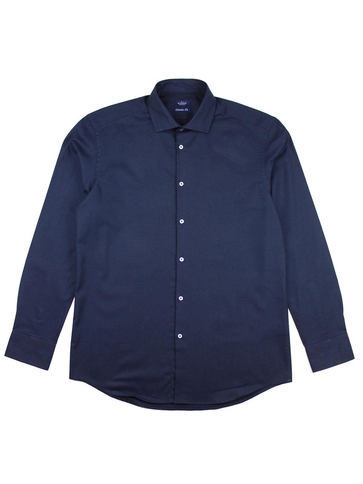 Camicia collo classico tessuto armaturato|Colore:Blu