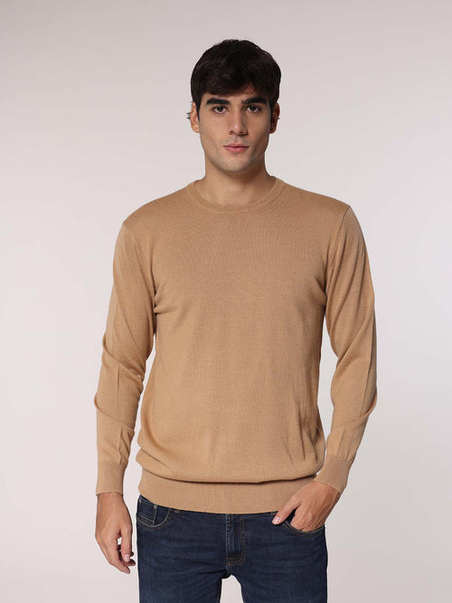 Maglia girocollo lana merinos|Colore:Beige