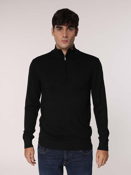 Maglia con zip|Colore:Nero