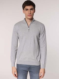 Maglia cachemire con zip|Colore:Grigio chiaro