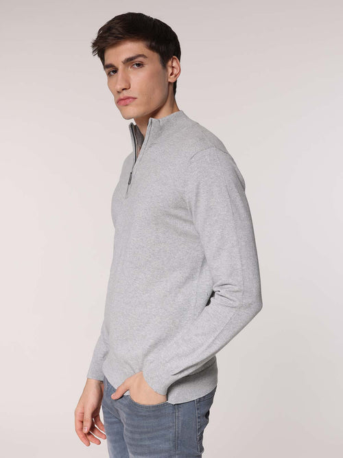 Maglia cachemire con zip|Colore:Grigio chiaro