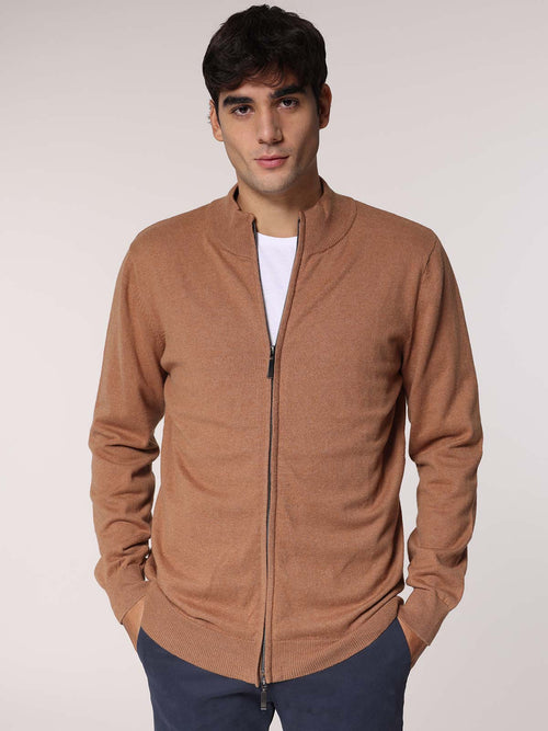 Cardigan cachemire con zip|Colore:Beige