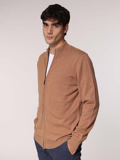 Cardigan cachemire con zip|Colore:Beige