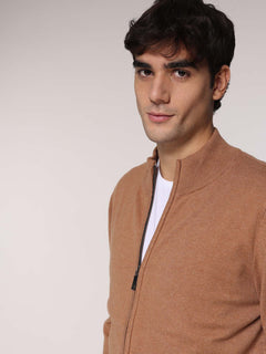 Cardigan cachemire con zip|Colore:Beige