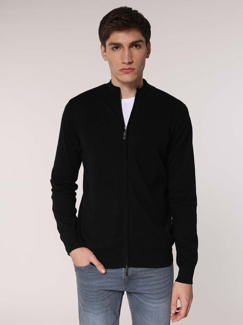 Cardigan cachemire con zip|Colore:Nero