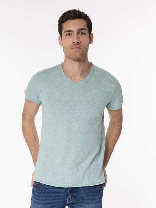 T-Shirt scollo a V|Colore:Menta