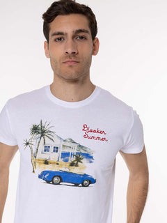 T-Shirt stampa Summer|Colore:Bianco