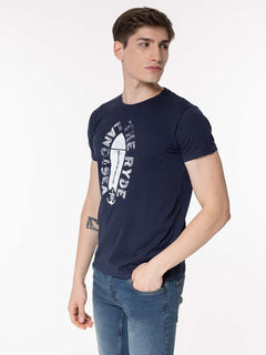 T-Shirt stampa land|Colore:Blu