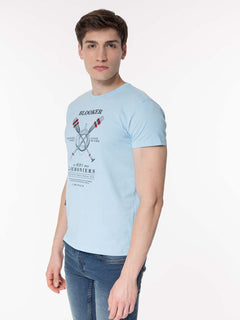 T-Shirt stampa Goemoniers|Colore:Celeste