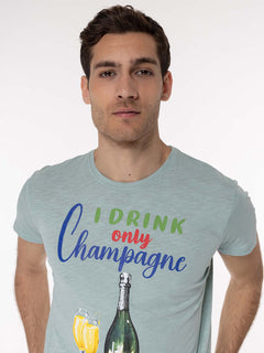 T-Shirt stampa champagne|Colore:Menta