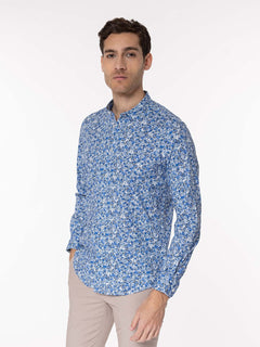 Camicia fantasia collo coreana|Colore:Azzurro