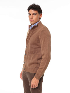 Cardigan con bottoni e zip|Colore:Beige