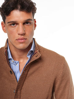 Cardigan con bottoni e zip|Colore:Beige