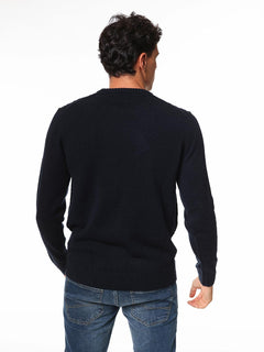 Maglia girocollo treccia|Colore:Blu