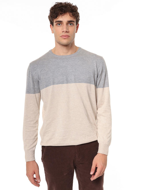 Maglia girocollo bicolor
|Colore:Beige melange