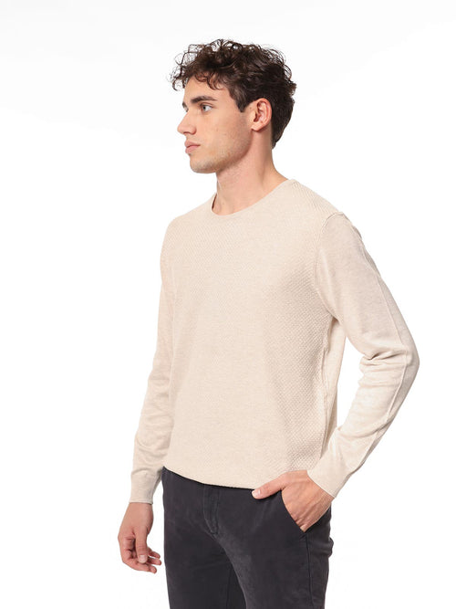 Maglia girocollo intarsio|Colore:Beige melange