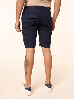 Bermuda lino cotone con tasconi|Colore:Blu