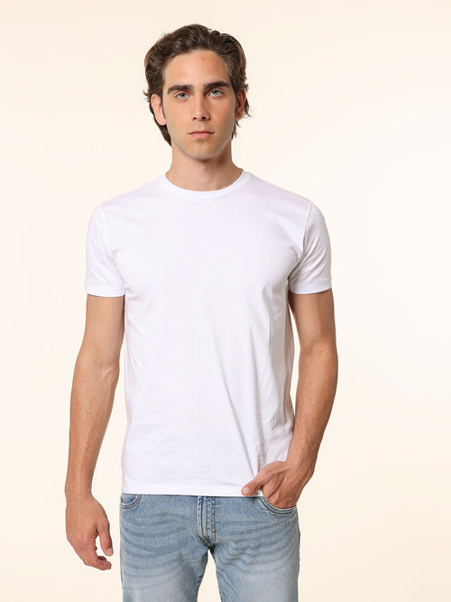 T-Shirt in cotone mercerizzato|Colore:Bianco