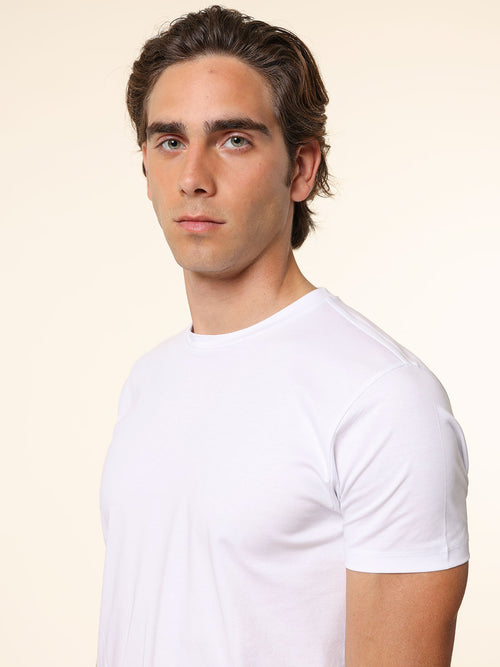 T-Shirt in cotone mercerizzato|Colore:Bianco