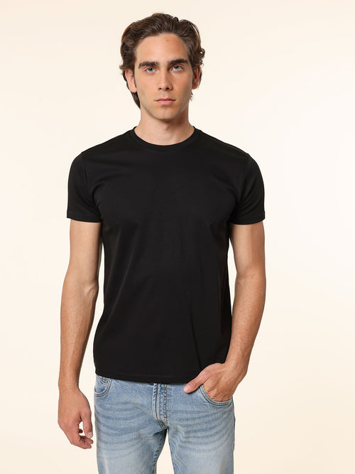 T-Shirt in cotone mercerizzato|Colore:Nero