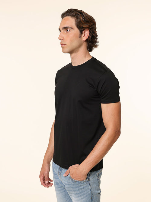 T-Shirt in cotone mercerizzato|Colore:Nero