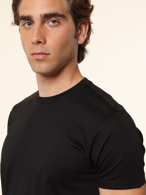 T-Shirt in cotone mercerizzato|Colore:Nero