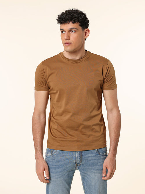 T-Shirt in cotone mercerizzato|Colore:Tortora