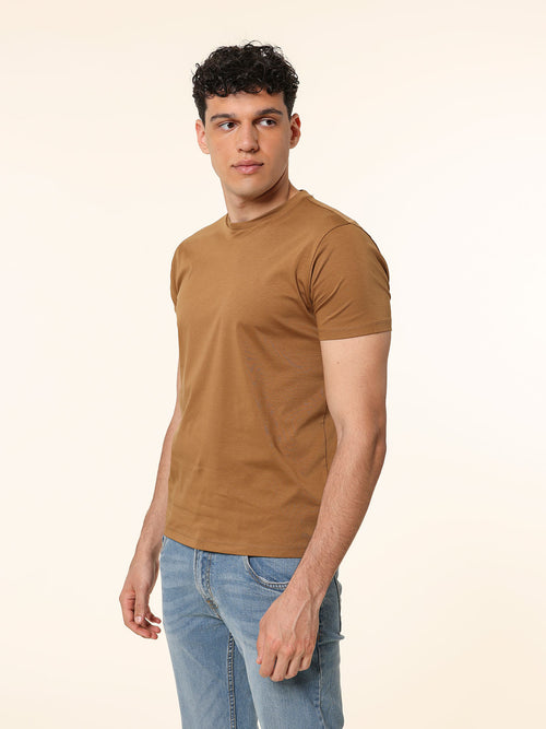 T-Shirt in cotone mercerizzato|Colore:Tortora