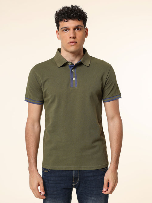 Polo in cotone|Colore:Verde militare