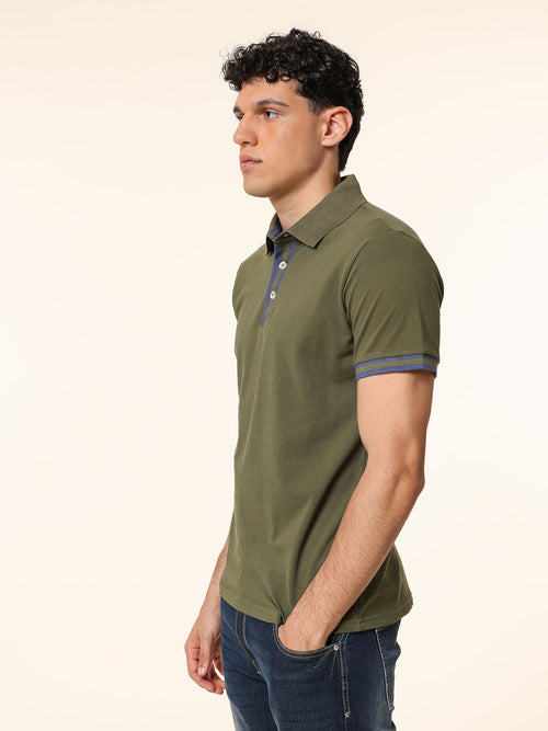 Polo in cotone|Colore:Verde militare