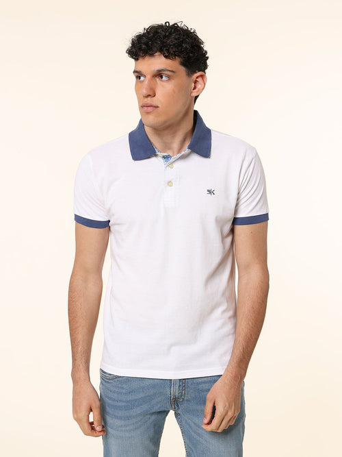 Polo Piquet collo contrasto|Colore:Bianco