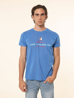 T-Shirt in cotone stampa logo|Colore:Royal